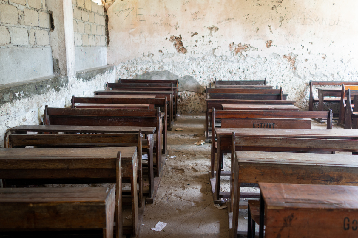 Poor School Classroom with No Children