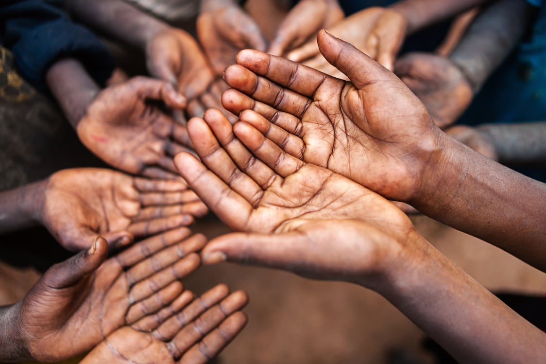 Hands of poor - asking for help, Africa