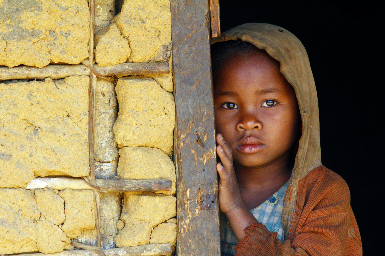 Madagascar-shy and poor african girl with headkerchief